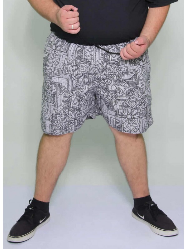 Shorts Microfibra Plus Size Abstrato 