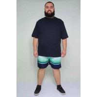 Shorts Microfibra Plus Size Listrado Verde