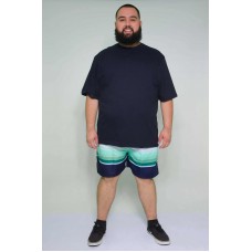 Shorts Microfibra Plus Size Listrado Verde