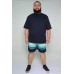 Shorts Microfibra Plus Size Listrado Verde