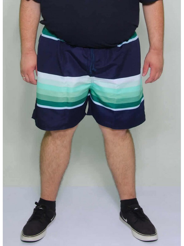 Shorts Microfibra Plus Size Listrado Verde