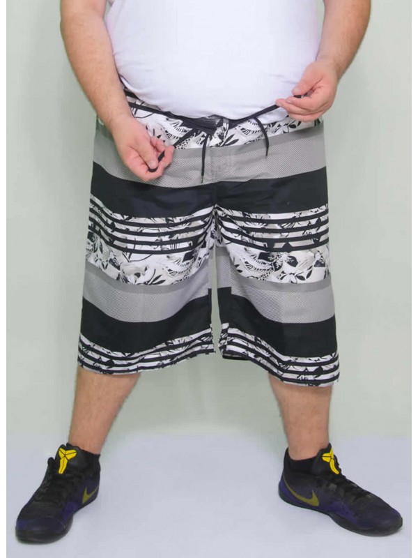 Bermuda Tactel Estampado Preta
