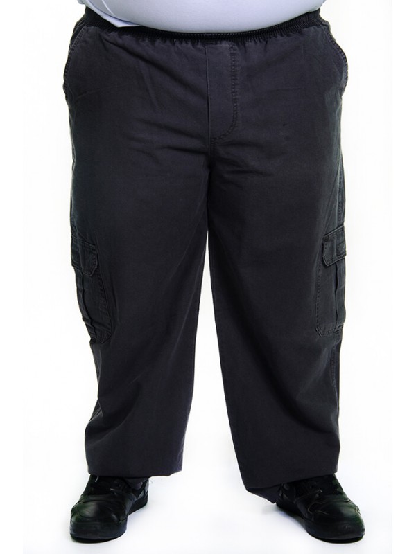 Calça Cargo Brim com Elástico na Cintura Chumbo