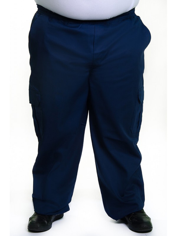 Calça Cargo Brim com Elástico na Cintura Marinho