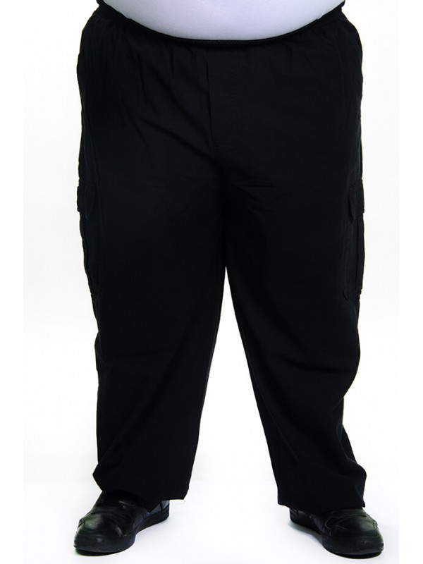 Calça Cargo Brim com Elástico na Cintura Preta