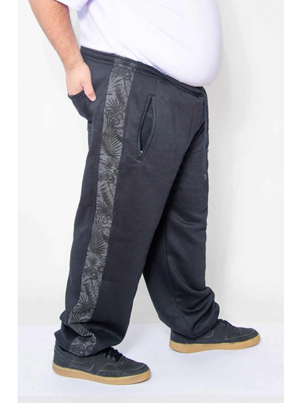 Calça Moleton com Faixa Estampada Plus Size