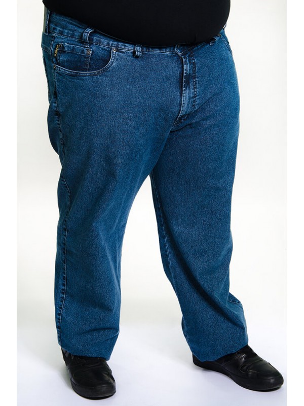Calça Jeans com Elastano Plus Size  Azul Tradicional