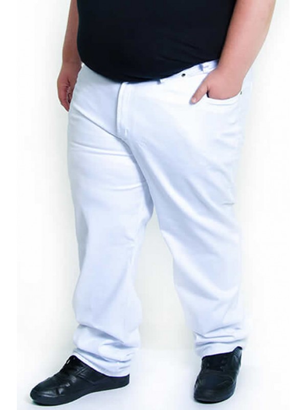 Calça Sarja com Elastano Plus Size Branca