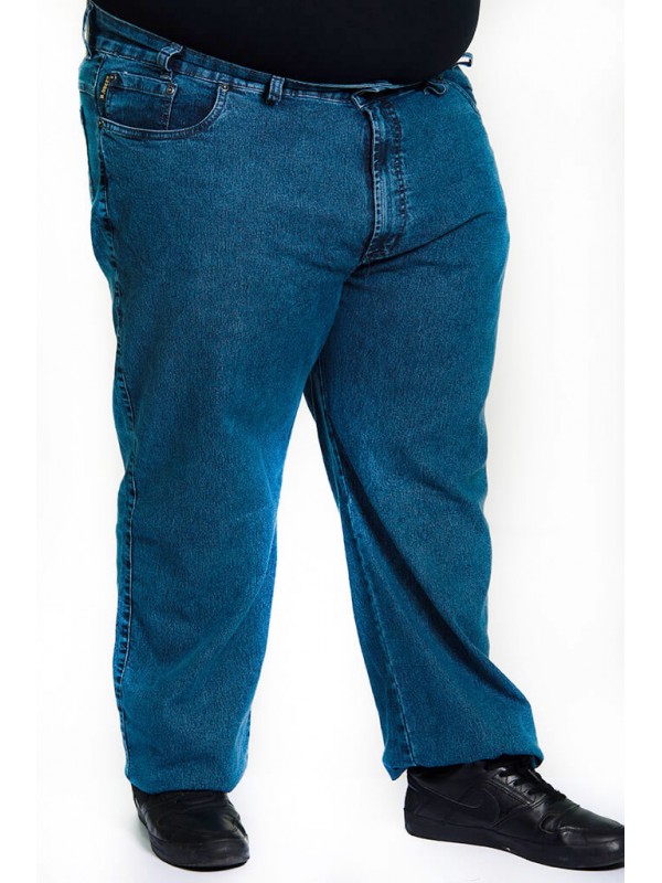 Calça Jeans com Elastano Plus Size  Azul Delavê