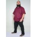 Camisa Social Manga Curta Plus Size Floral Bordo