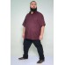 Camisa Social Manga Curta Plus Size Linho Bordo