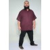 Camisa Social Manga Curta Plus Size Linho Bordo
