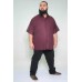 Camisa Social Manga Curta Plus Size Linho Bordo