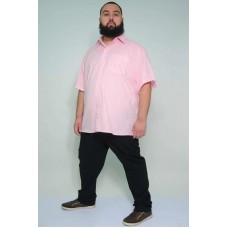 Camisa Social Manga Curta Plus Size Linho Rosa
