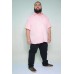 Camisa Social Manga Curta Plus Size Linho Rosa