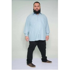 Camisa Social Manga Longa Plus Size Azul