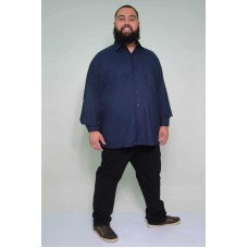 Camisa Social Manga Longa Plus Size Marinho