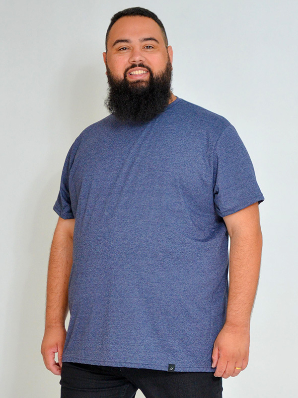 Camiseta Básica Plus Size Mescla Marinho