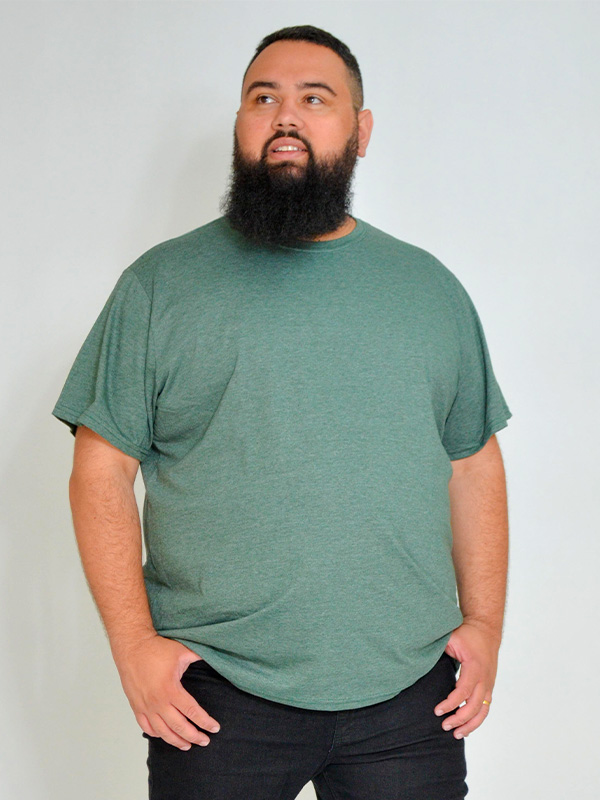 Camiseta Básica Plus Size Mescla Militar