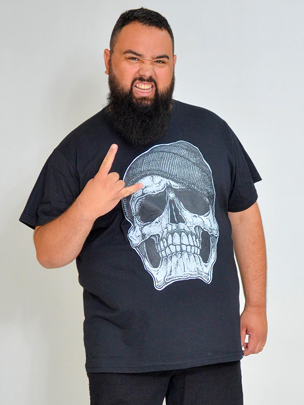 Camiseta Plus Size Caveira Preta