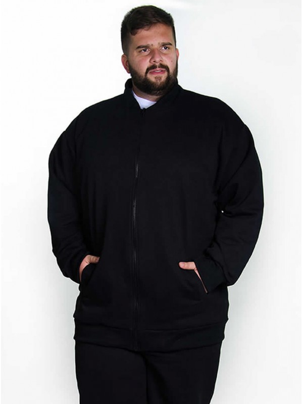 Blusão Moleton Plus Size Bomber Preto