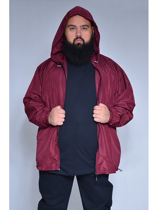 Jaqueta  Corta Vento Plus Size Bordo