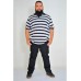 Camiseta Polo Plus Size Listrada Marfim
