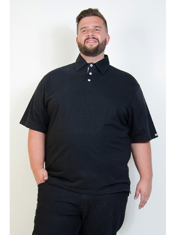 Camiseta Polo Plus Size Preta