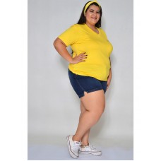 Camiseta Feminina Brasil Strass Mapa Amarela