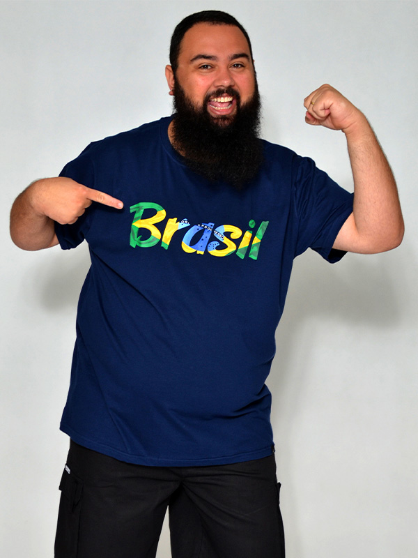 Camiseta Brasil Plus Size Marinho
