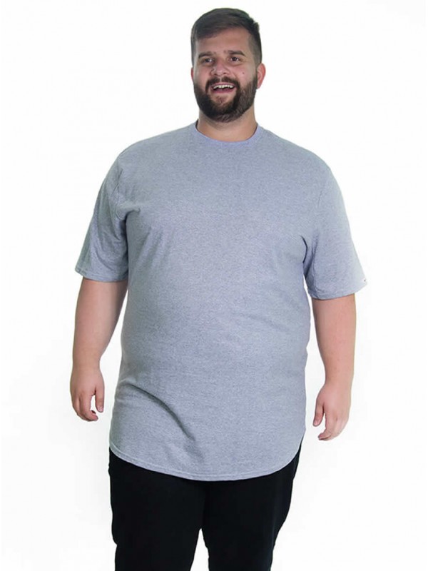 Camiseta Plus Size LongLine Básica Mescla