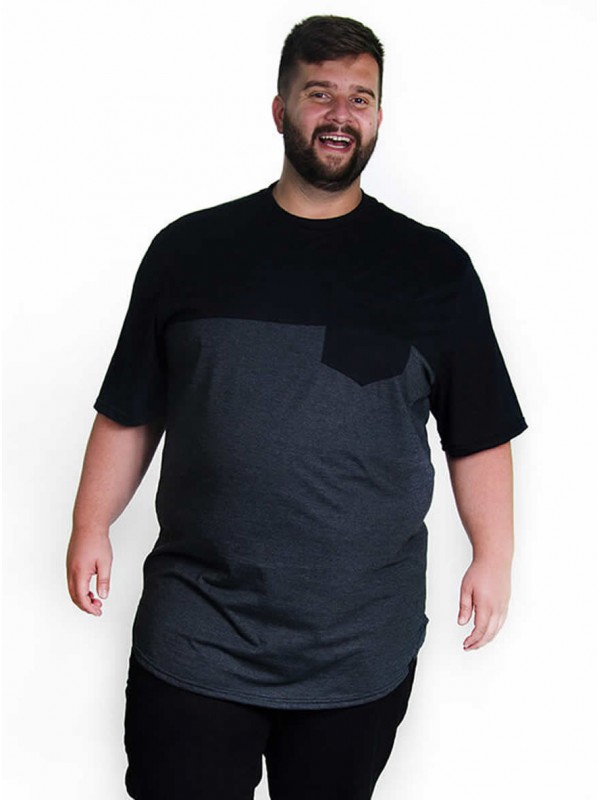 Camiseta Plus Size LongLine Recorte 