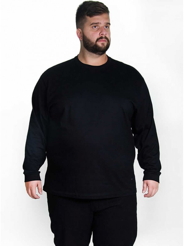 Camiseta Manga Longa Plus Size cor Preta