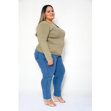 Blusa Básica Manga Longa Musgo