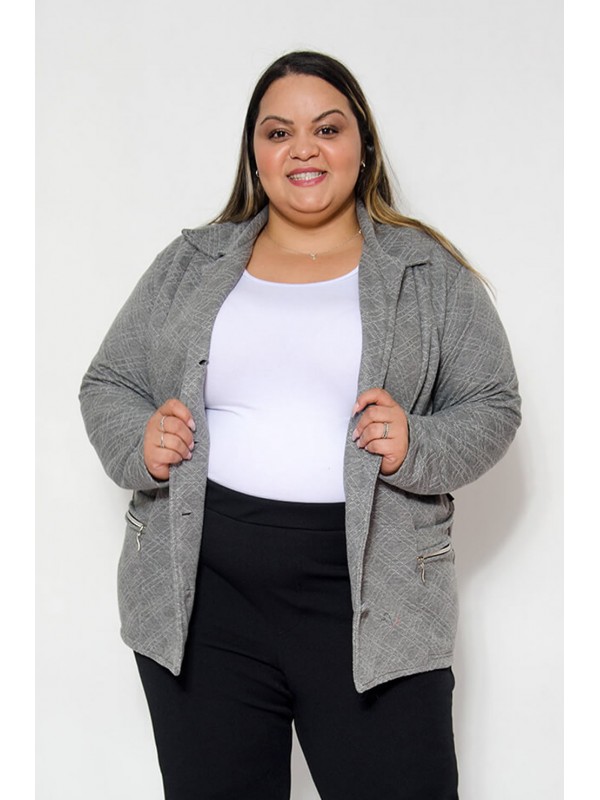 Blazer Matelasse Xadrez Cinza