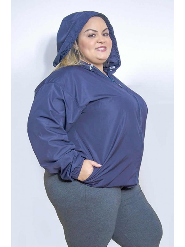 Jaqueta  Corta Vento Plus Size Marinho