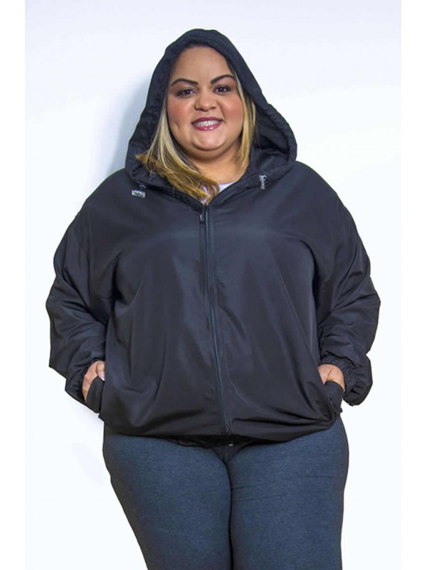 Jaqueta  Corta Vento Plus Size Preto