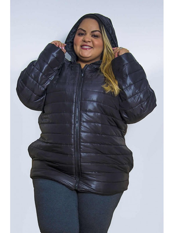 Jaqueta Nylon Plus Size Preta