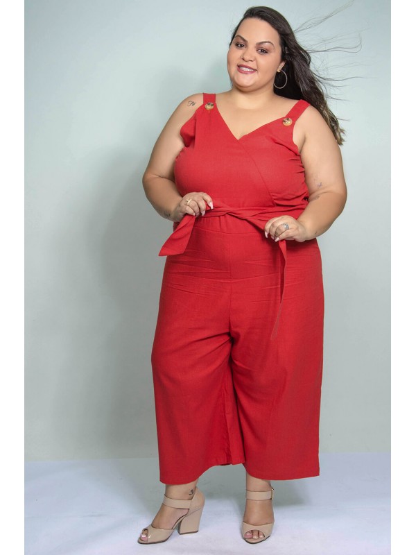 Macacão PantaCourt em Linho Terra Cota