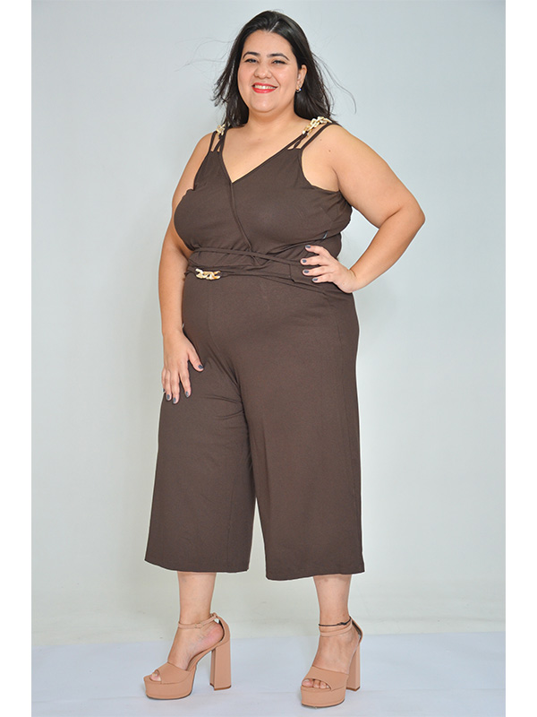 Macacão PantaCourt com detalhe em Corrente Café