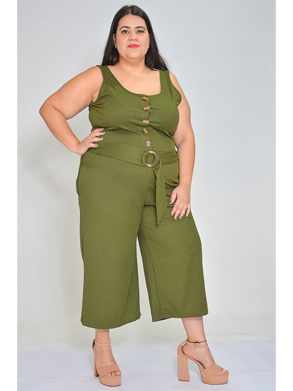 Macacão PantaCourt Canelado Musgo