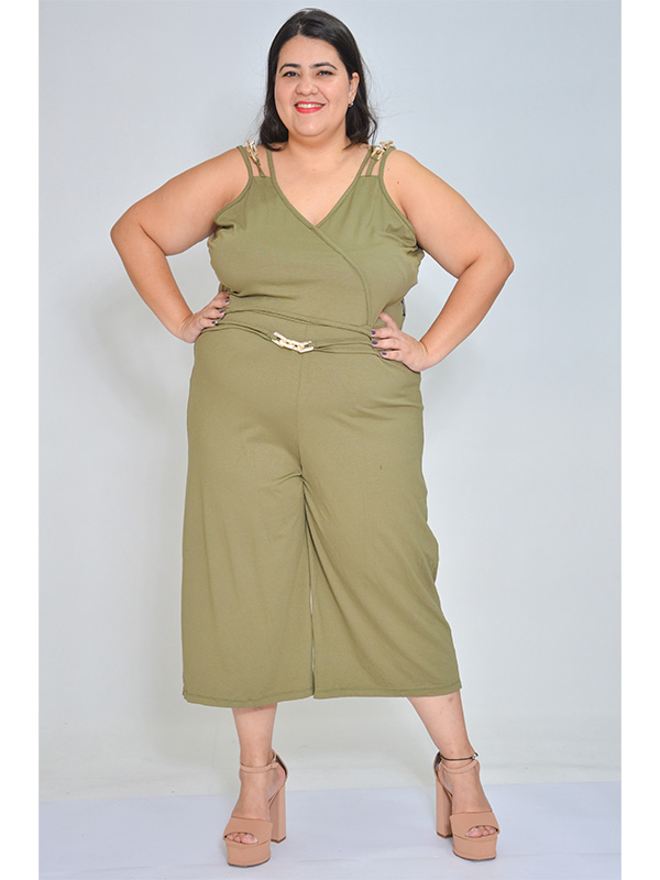 Macacão PantaCourt com detalhe em Corrente Musgo