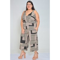 Macacão PantaCourt Geométrico Preto