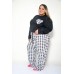 Pijama Feminino Xadrez Plus Size Branco