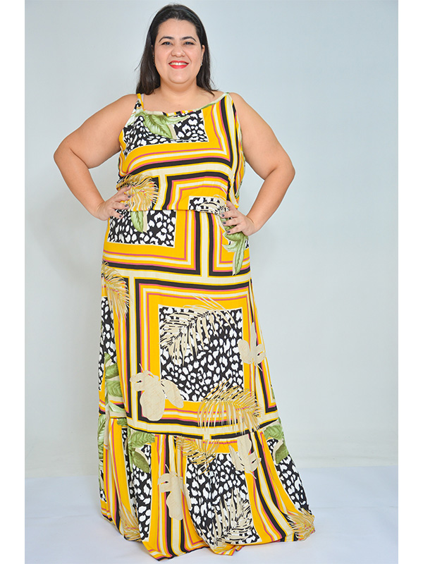 Vestido Longo Viscose Amarelo Vestido Longo Viscose Amarelo