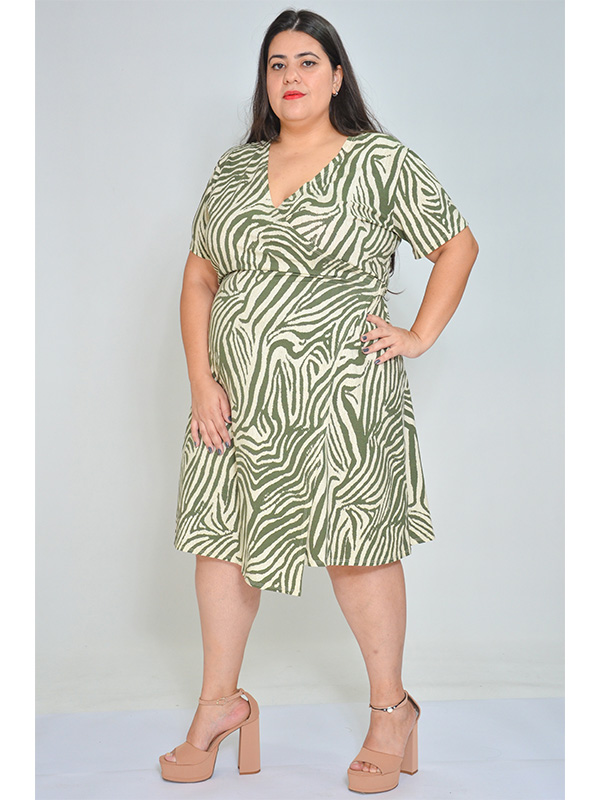 Vestido Pareô Animal Print Musgo Vestido Pareô Animal Print Musgo