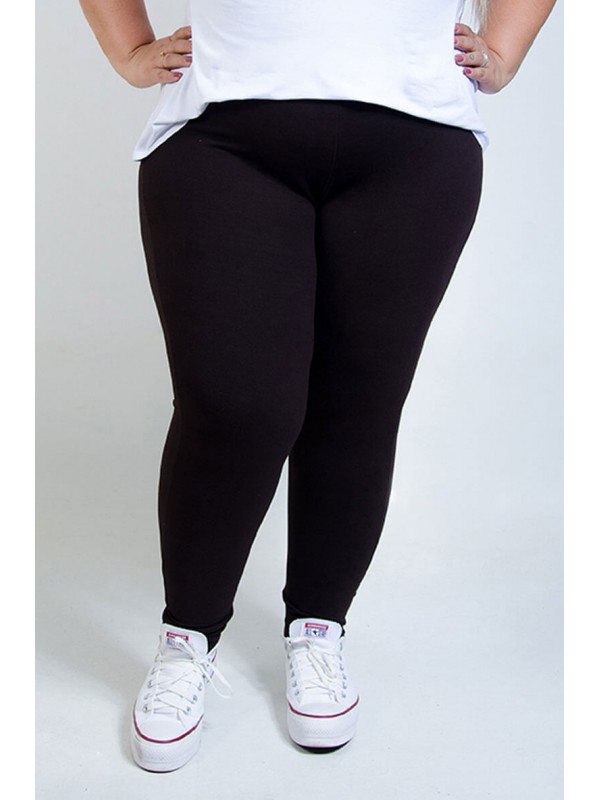 Calça Legging Plus Size Café