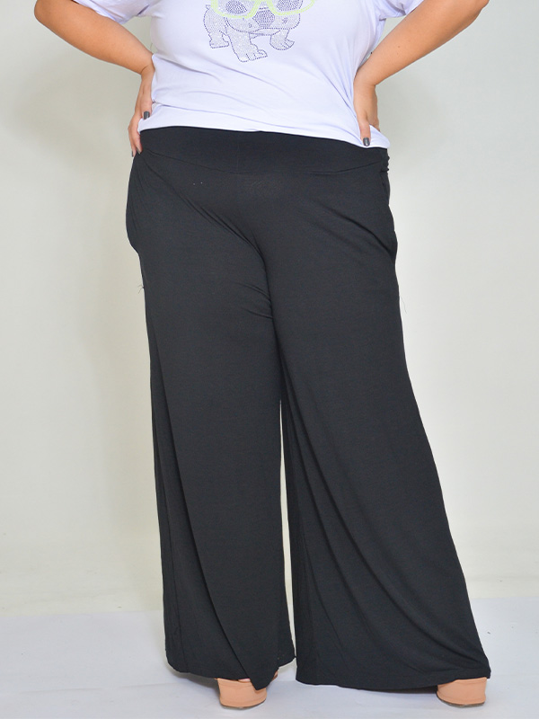 Calça Pantalona Cós Largo Preta Calça Pantalona Cós Largo Preta